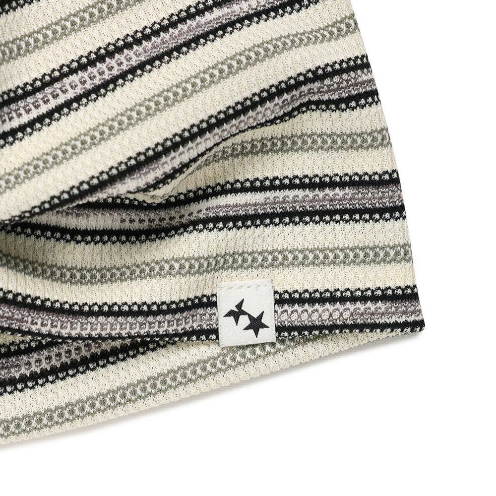 條紋鈕扣毛帽 STRIPED BUTTON BEANIE