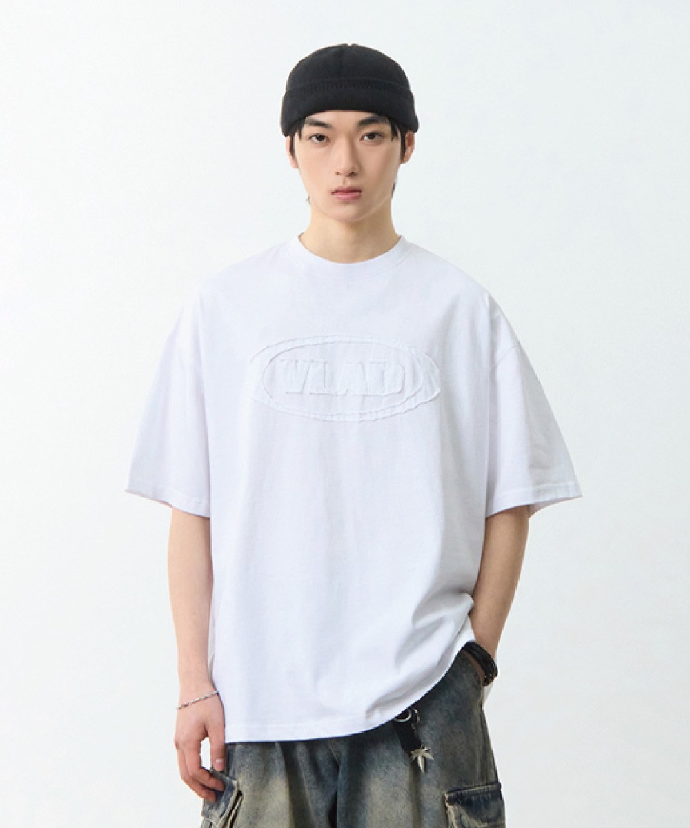水洗短袖T恤 CUT-OFF APPLIQUE HALF T-SHIRT