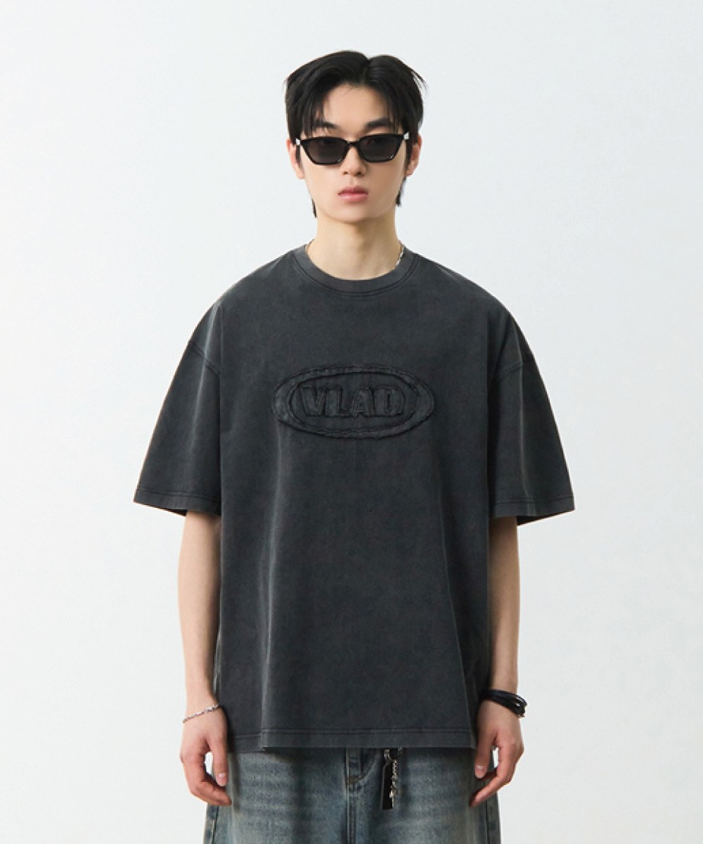 水洗短袖T恤 CUT-OFF APPLIQUE HALF T-SHIRT