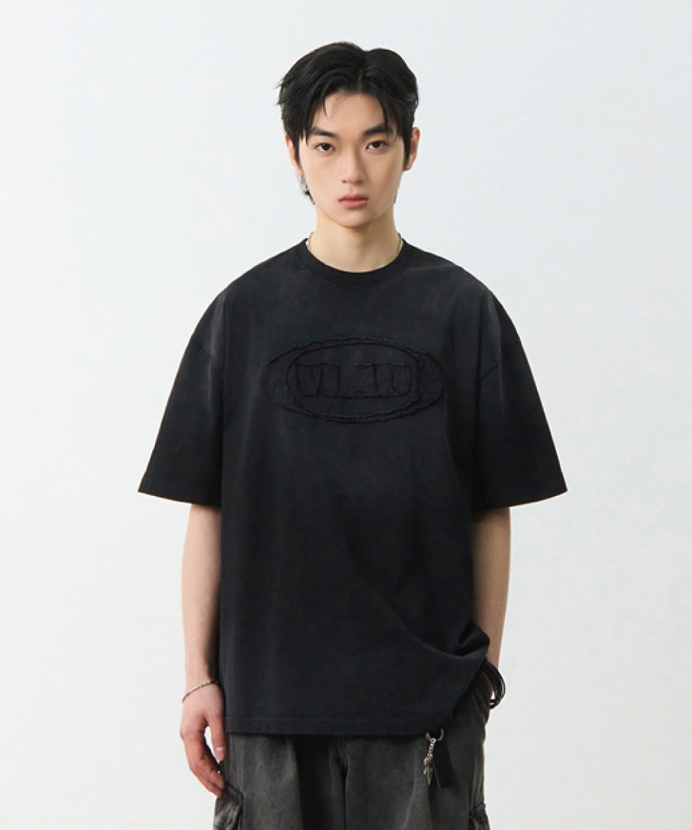 水洗短袖T恤 CUT-OFF APPLIQUE HALF T-SHIRT