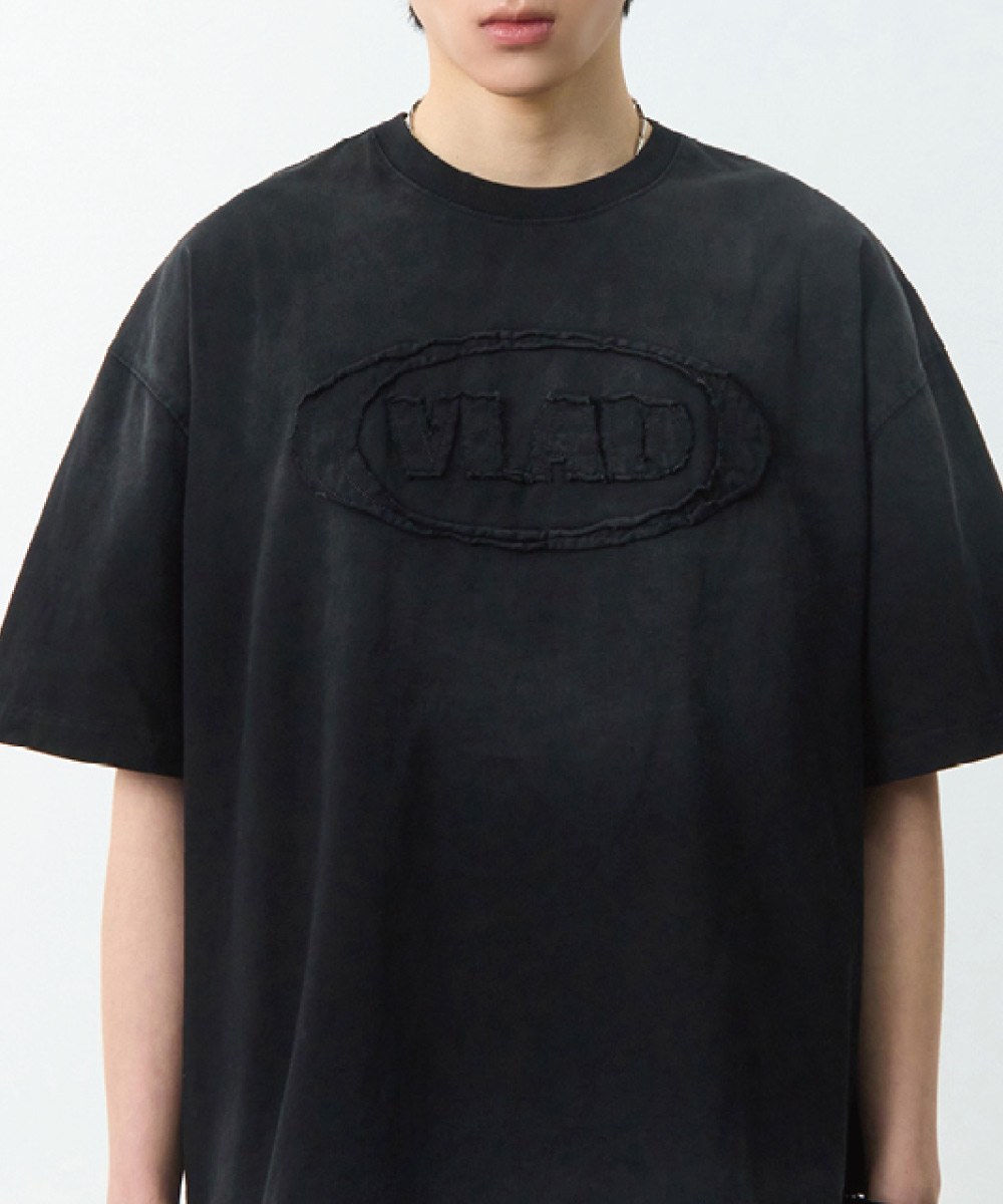 水洗短袖T恤 CUT-OFF APPLIQUE HALF T-SHIRT