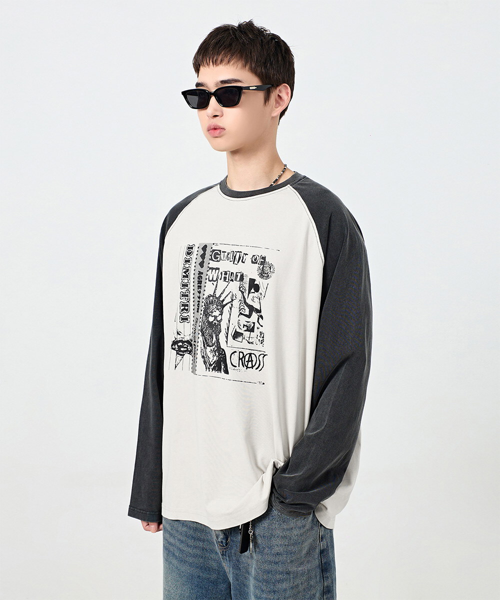 圖像上衣 RAGLAN COLOR BLOCK PIGMENT ARTWORK T-SHIRT