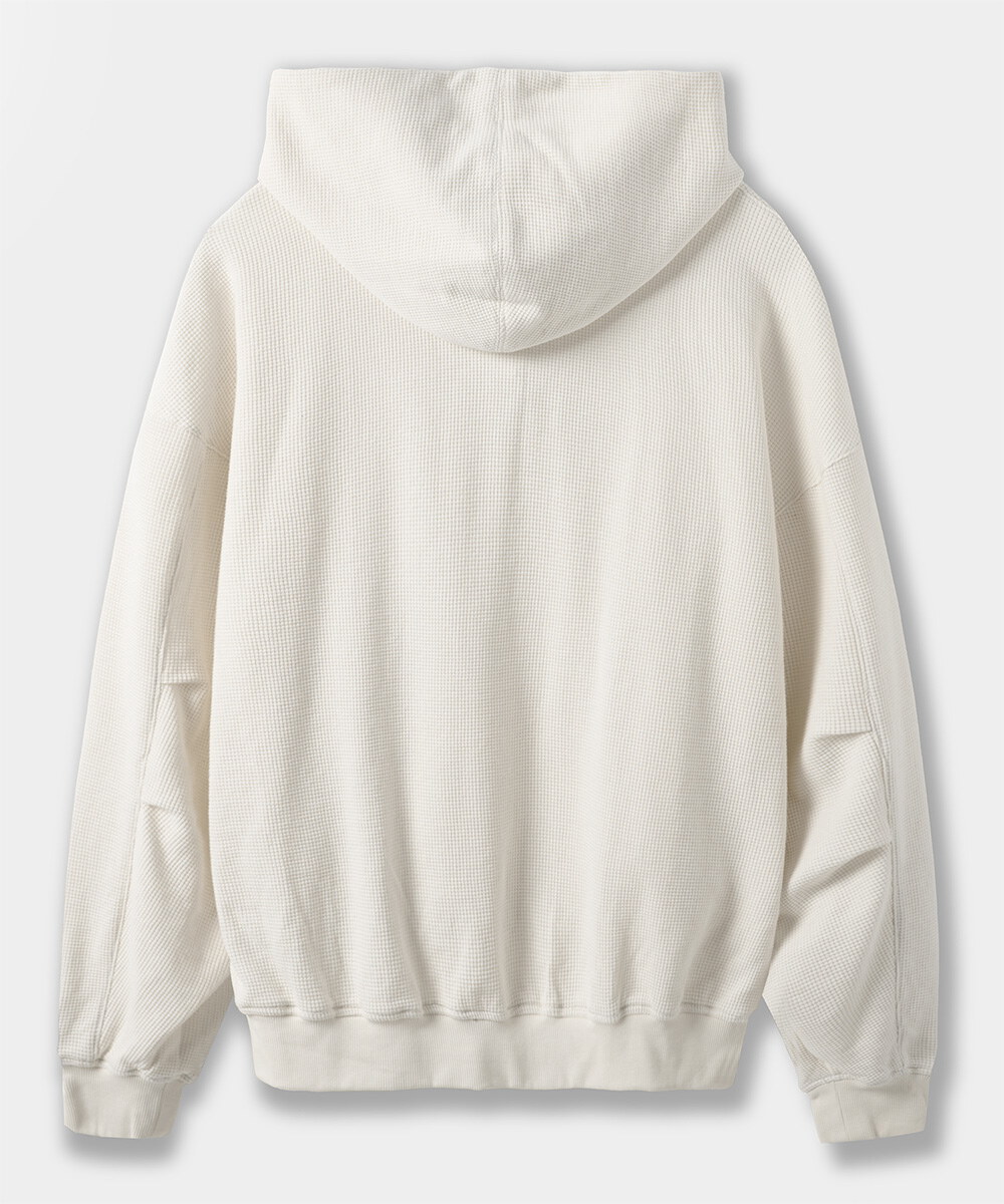 連帽亨利領上衣 WAFFLE HENLEY NECK HOODED T-SHIRT