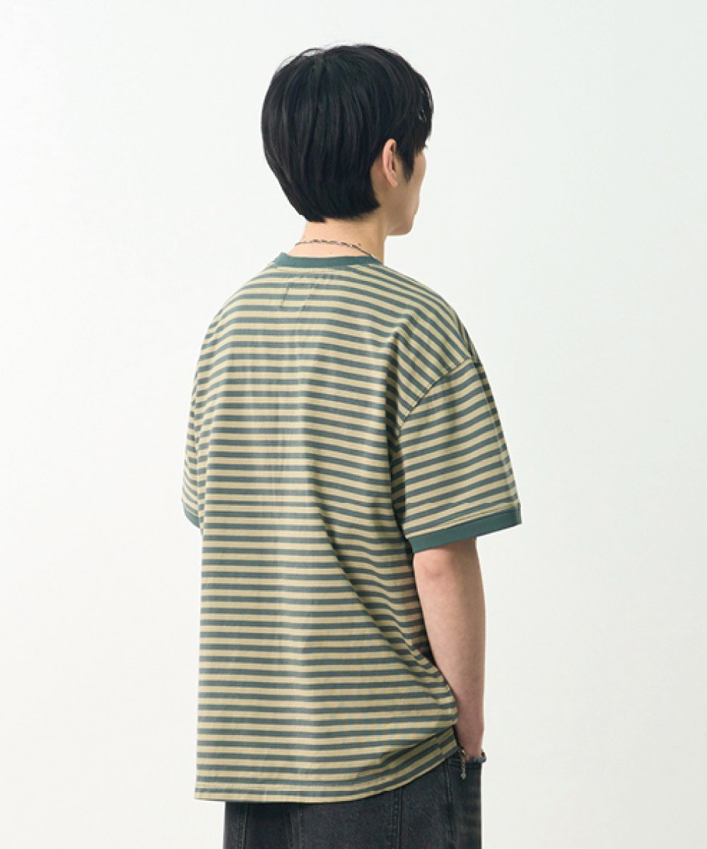 條紋T恤 BLEND STRIPED RINGER HALF T-SHIRT