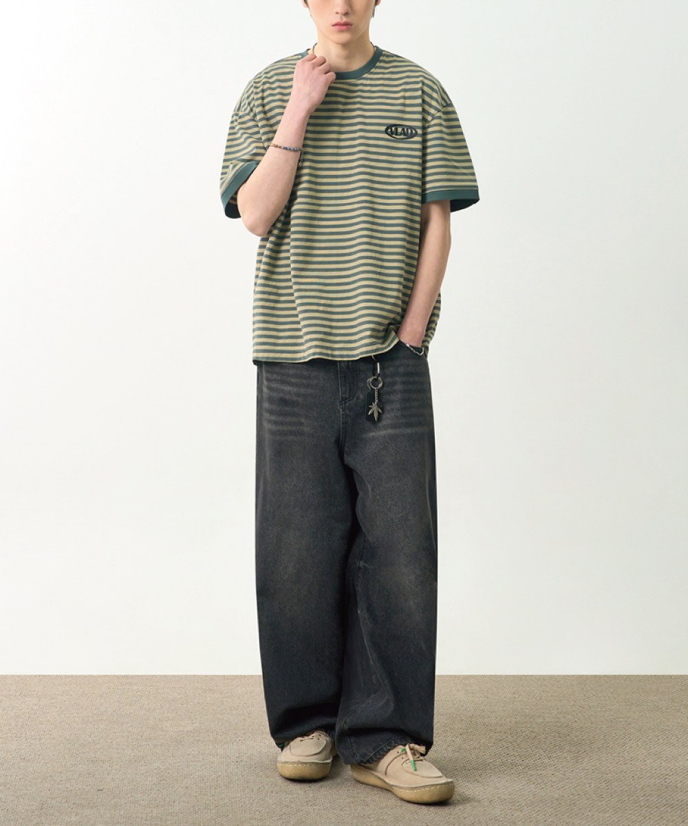 條紋T恤 BLEND STRIPED RINGER HALF T-SHIRT