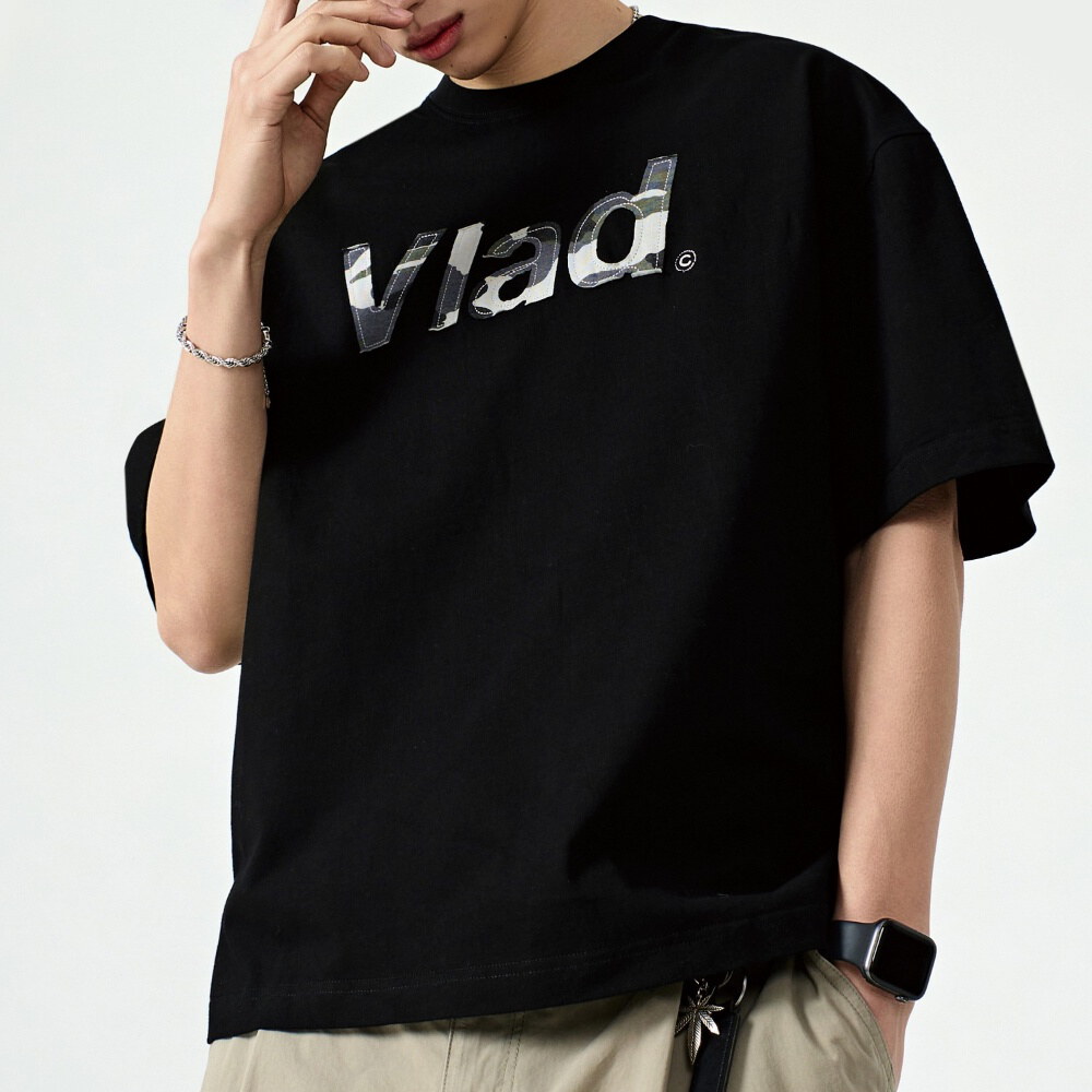 剪裁貼花短TEE VLAD CUT-OFF APPLIQUE SHORT SLEEVE T-SHIRT