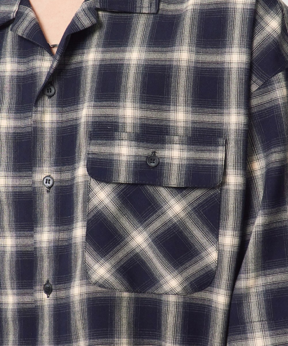 格紋開襟襯衫 OPEN COLLAR OMBRE HALF SHIRT