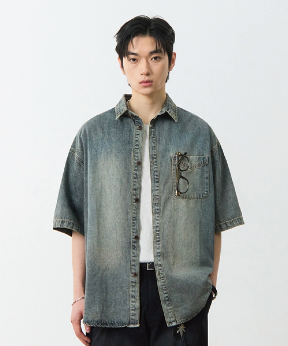水洗牛仔襯衫 DENIM HALF SHIRT