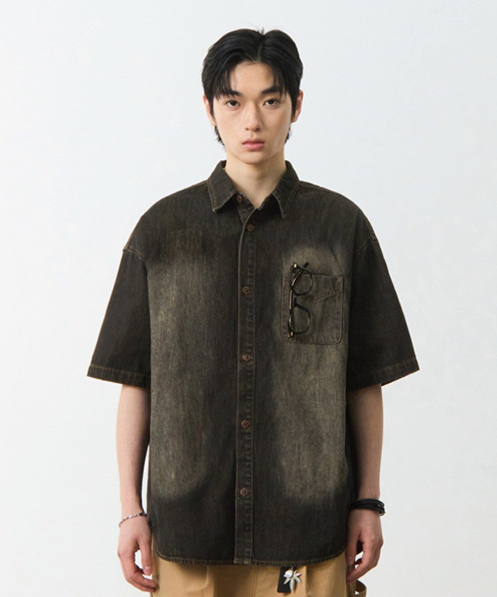水洗牛仔襯衫 DENIM HALF SHIRT