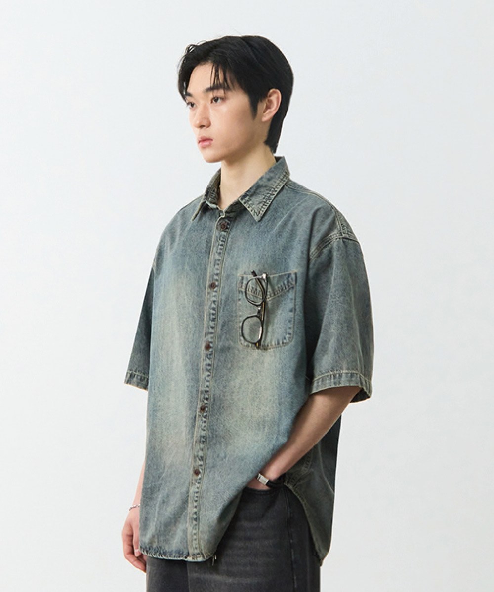 水洗牛仔襯衫 DENIM HALF SHIRT