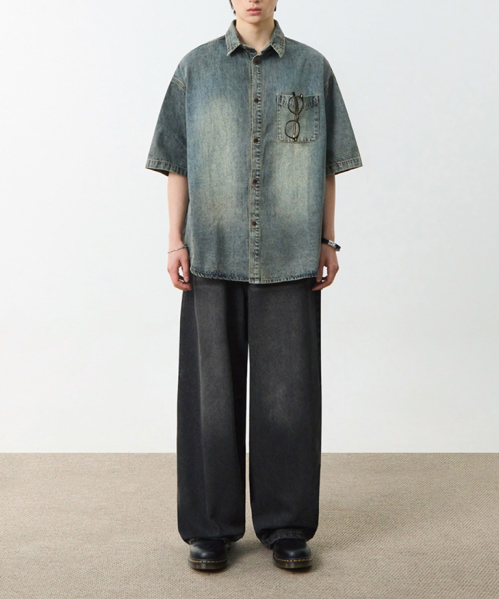 水洗牛仔襯衫 DENIM HALF SHIRT