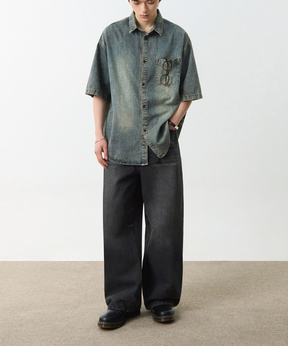 水洗牛仔襯衫 DENIM HALF SHIRT