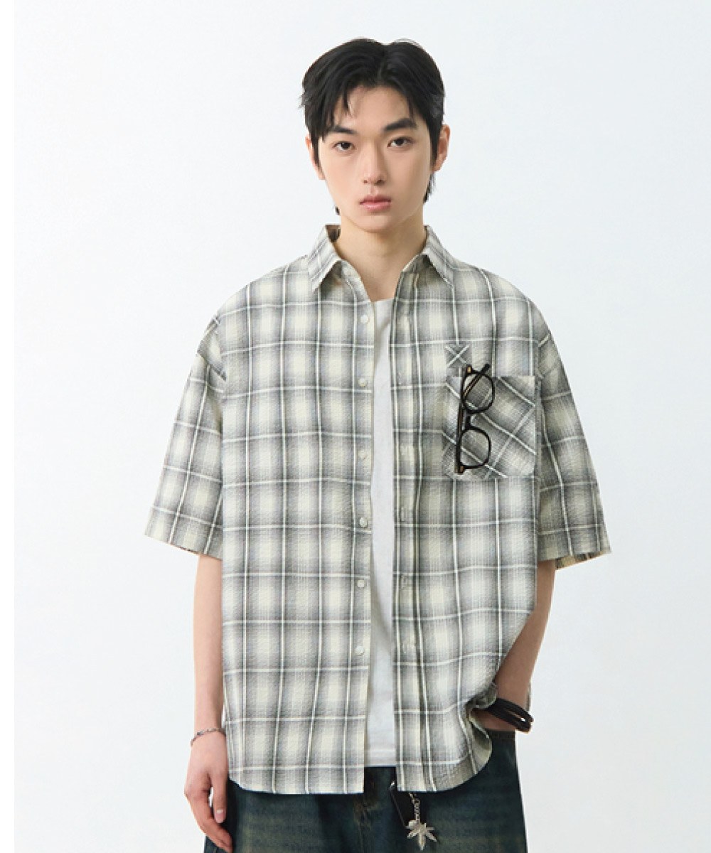 格紋襯衫 ESSENTIAL SEERSUCKER HALF CHECK SHIRT