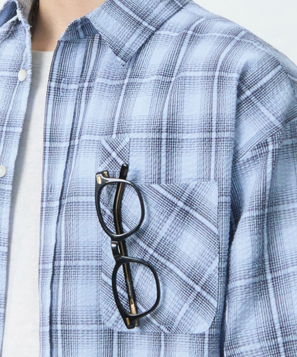 格紋襯衫 ESSENTIAL SEERSUCKER HALF CHECK SHIRT