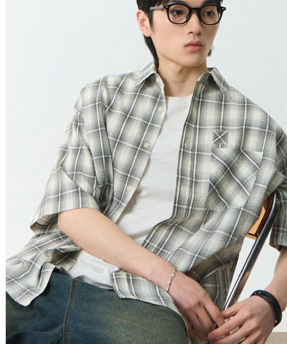 格紋襯衫 ESSENTIAL SEERSUCKER HALF CHECK SHIRT