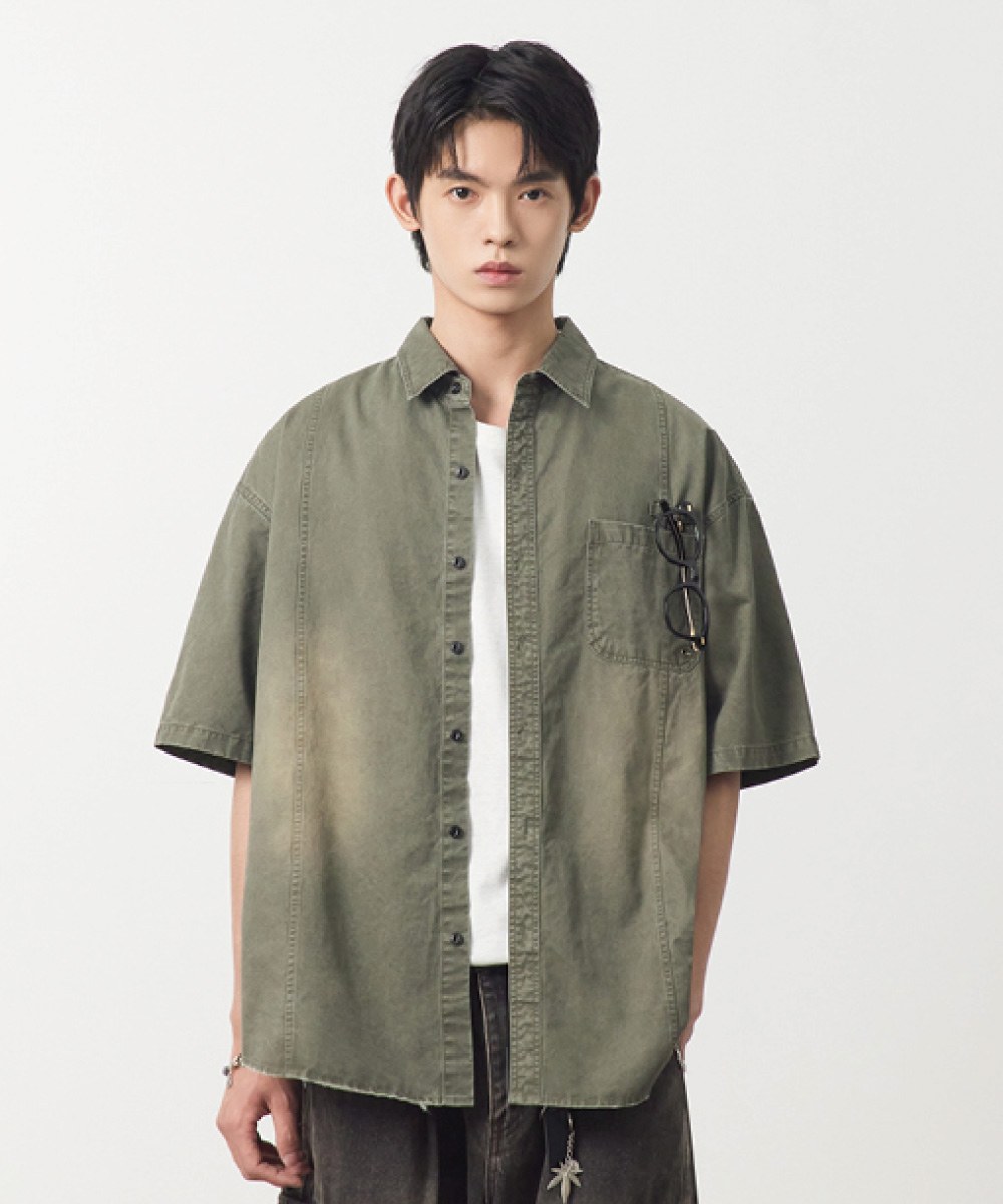 水洗短袖襯衫 FADE-WASHED COTTON HALF SHIRT