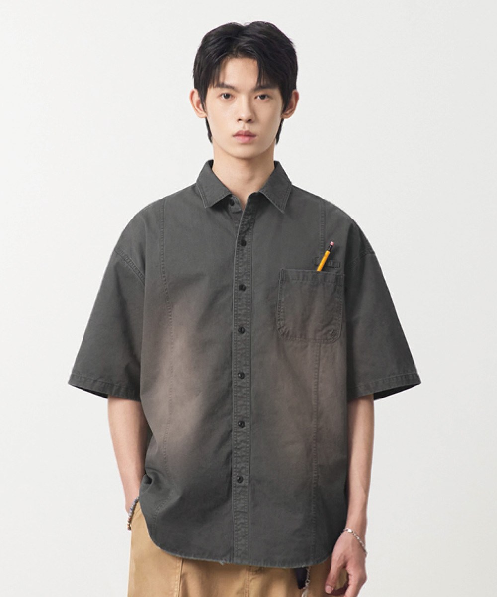 水洗短袖襯衫 FADE-WASHED COTTON HALF SHIRT