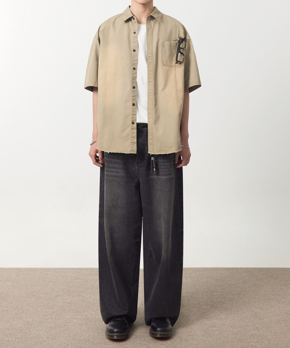 水洗短袖襯衫 FADE-WASHED COTTON HALF SHIRT