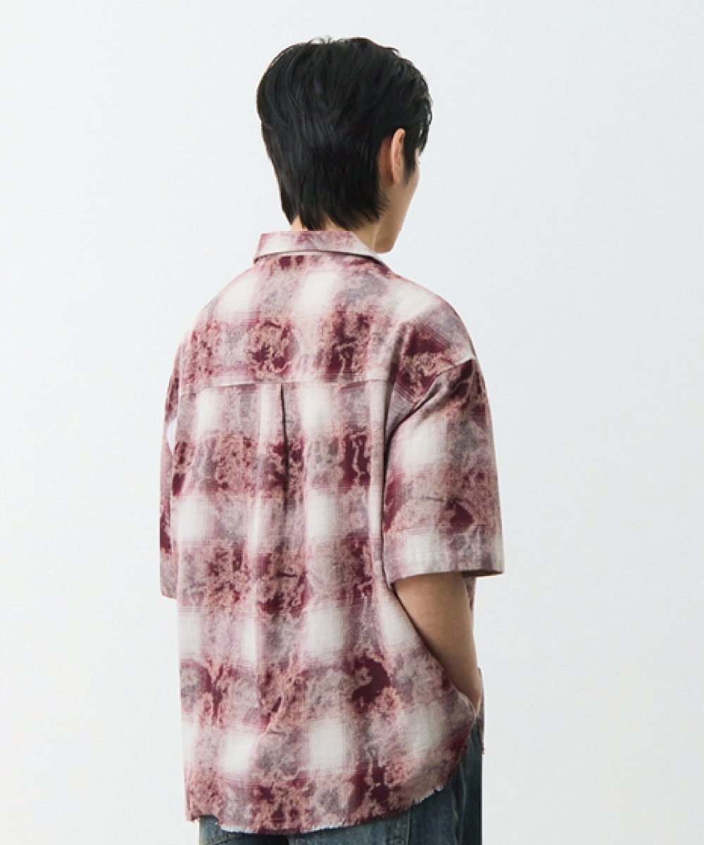 開領格紋襯衫 CUT-OFF HALF CHECK SHIRT