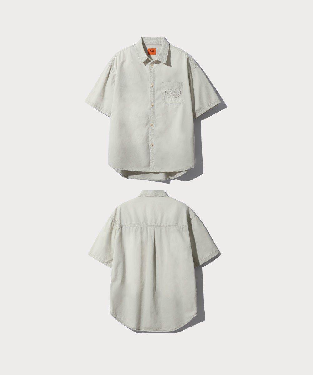 水洗貼花襯衫 CUT-OFF APPLIQUE FADE WASHING HALF SHIRT