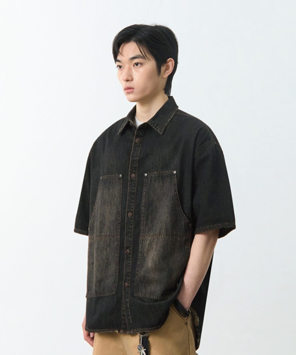 雙口袋牛仔襯衫 DOUBLE KNEE DENIM HALF SHIRT