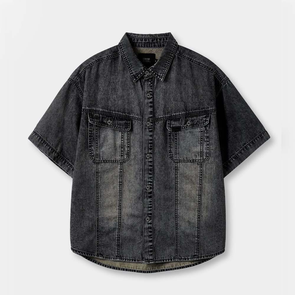丹寧短袖襯衫 FADED WASHING DENIM TRUCKER HALF SHIRT