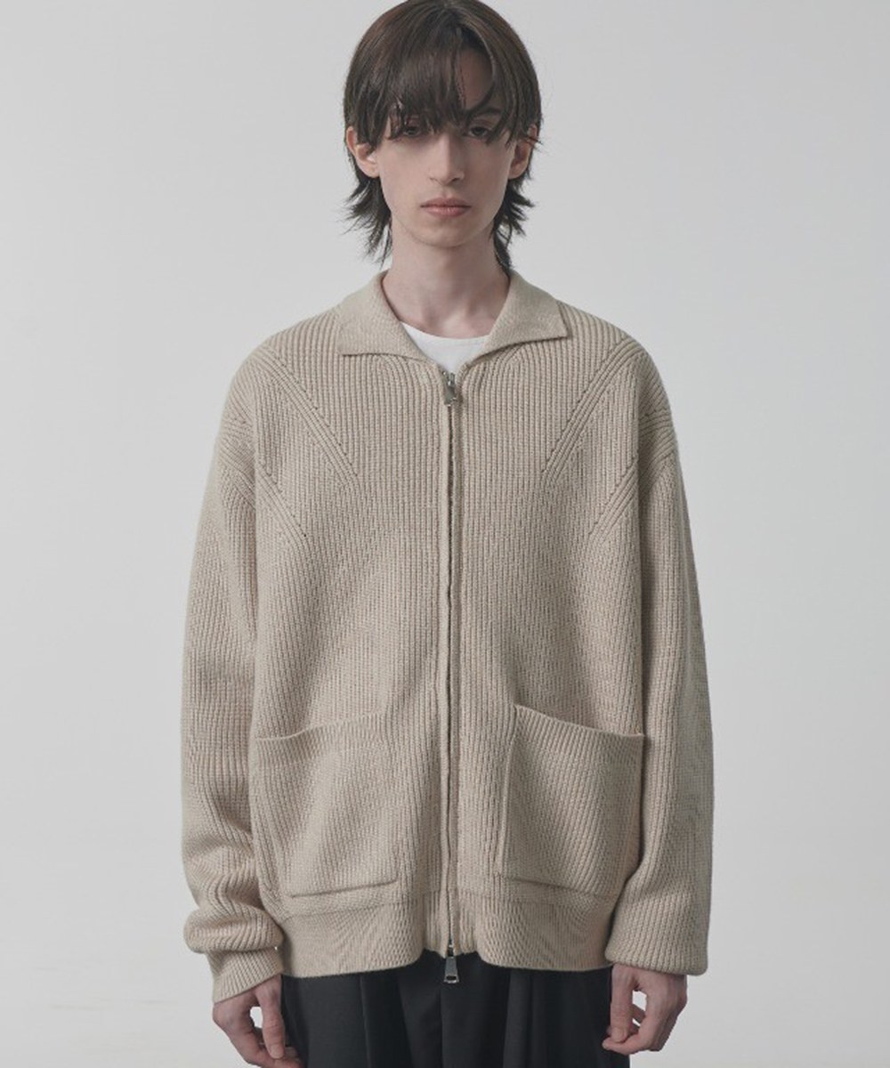 針織外套 2WAY HEAVY WEIGHT WAVE COLLAR KNIT ZIP-UP