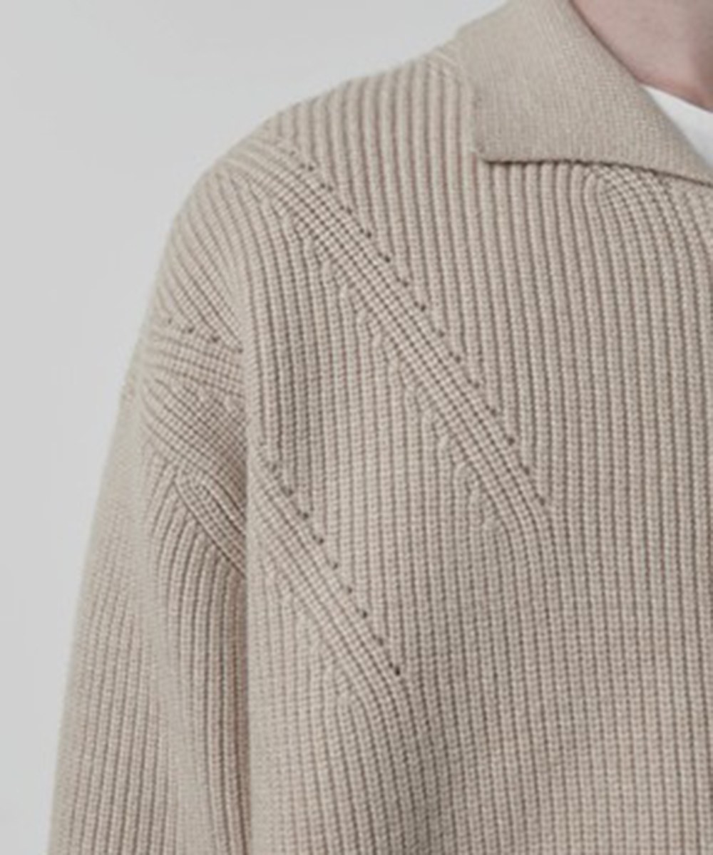 針織外套 2WAY HEAVY WEIGHT WAVE COLLAR KNIT ZIP-UP