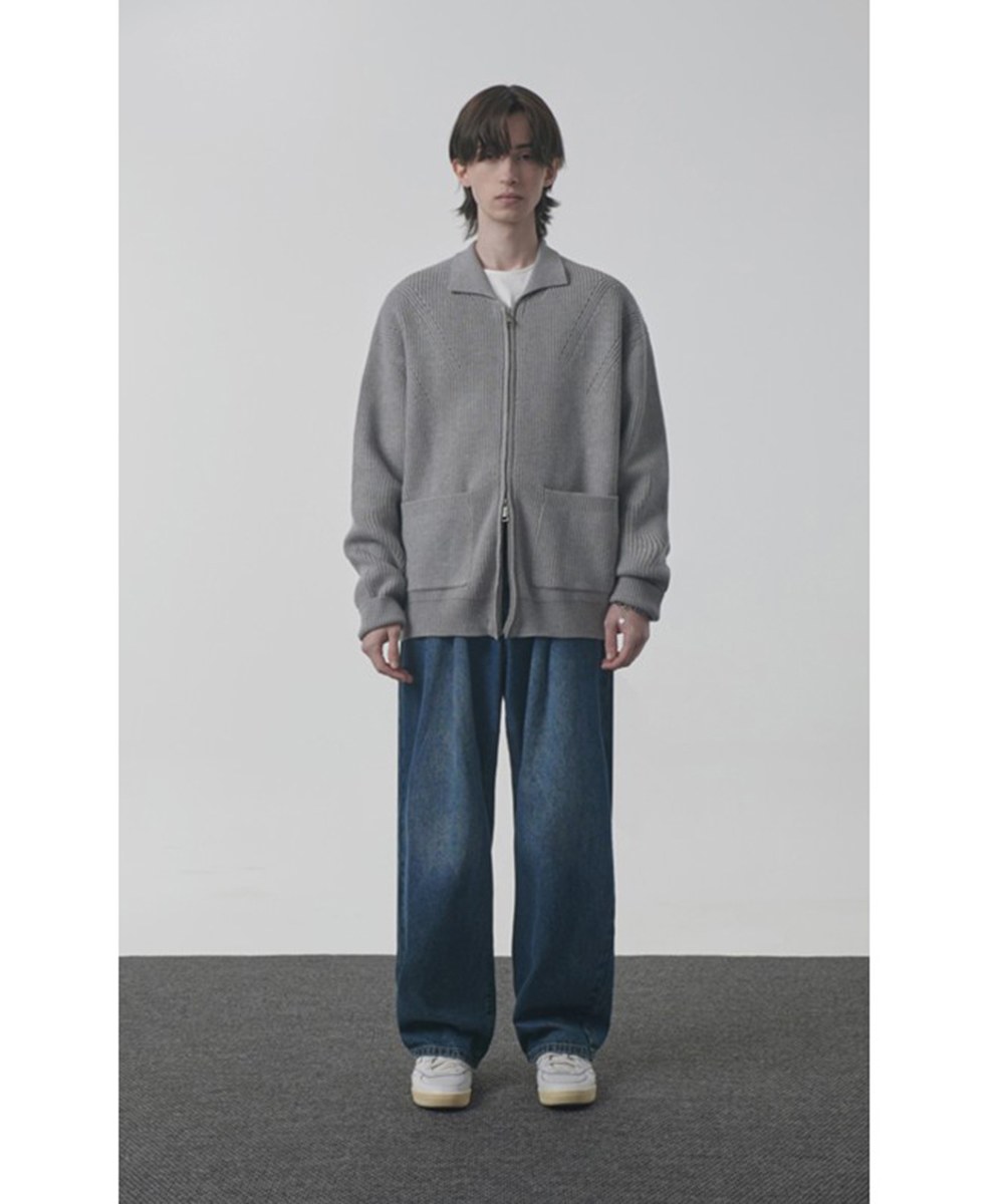 針織外套 2WAY HEAVY WEIGHT WAVE COLLAR KNIT ZIP-UP