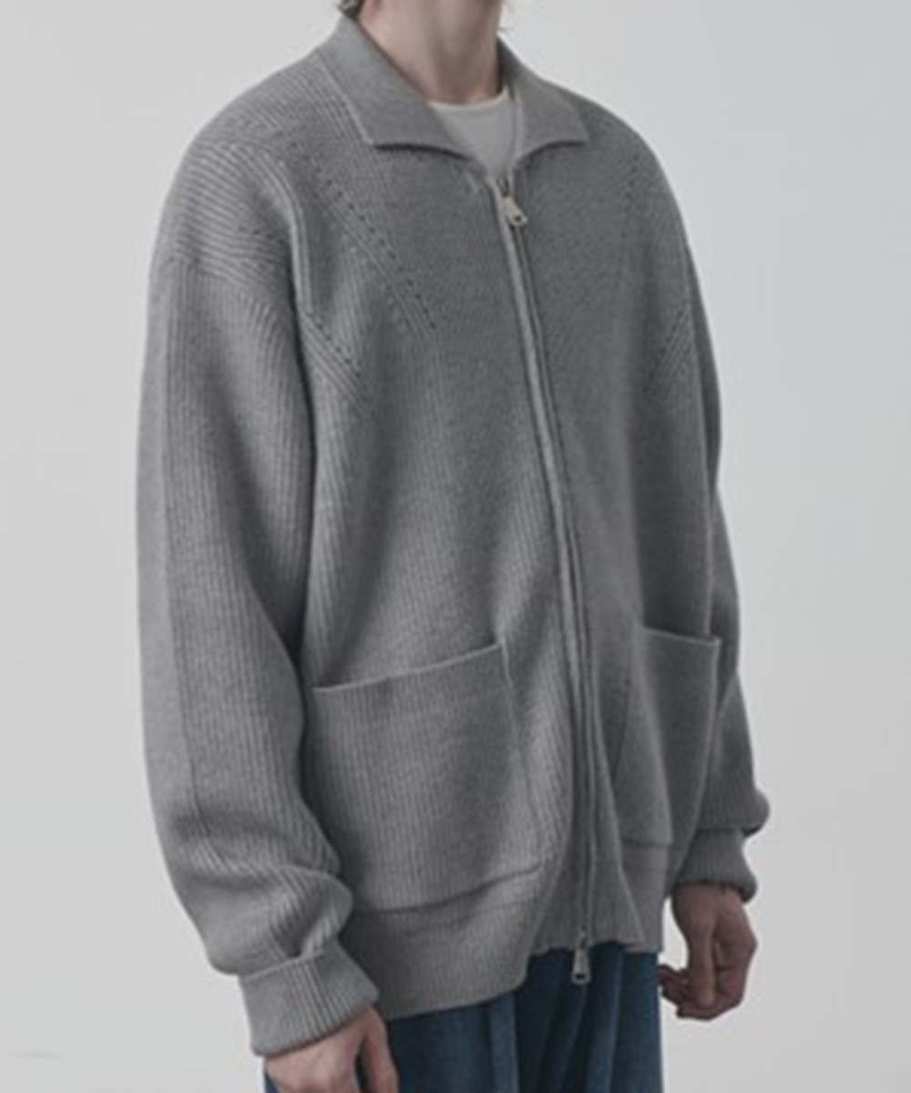 針織外套 2WAY HEAVY WEIGHT WAVE COLLAR KNIT ZIP-UP