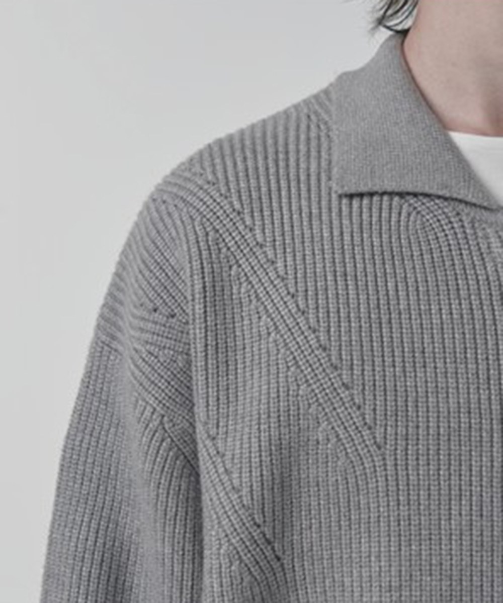 針織外套 2WAY HEAVY WEIGHT WAVE COLLAR KNIT ZIP-UP