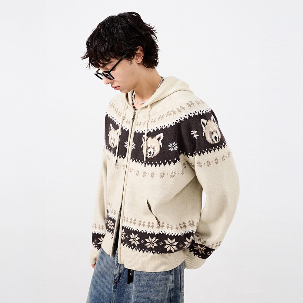 提花拉鍊外套 2WAY NORDIC JACQUARD HOODED ZIP UP