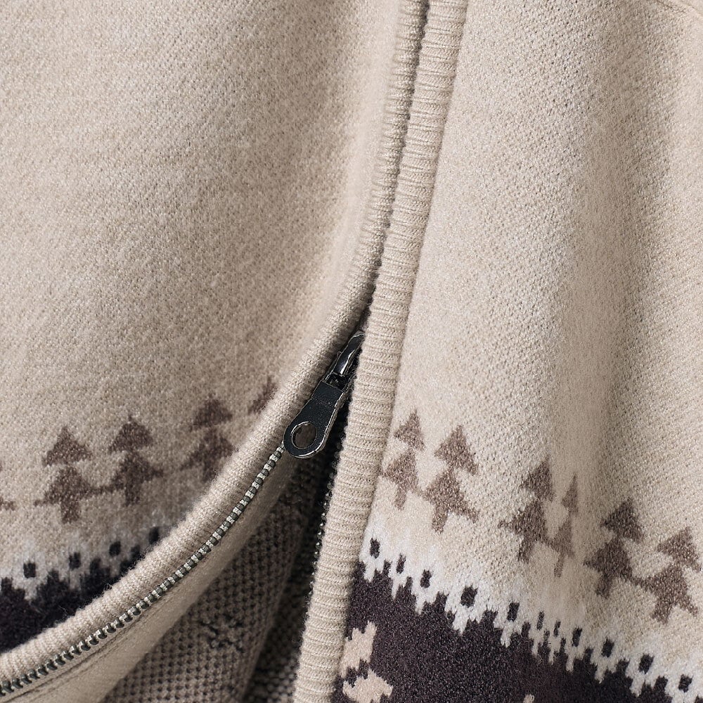 提花拉鍊外套 2WAY NORDIC JACQUARD HOODED ZIP UP