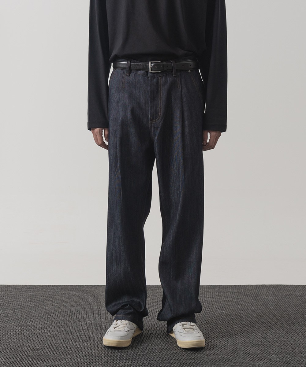 單寧牛仔長褲 SLUB ONE TUCK WIDE DENIM