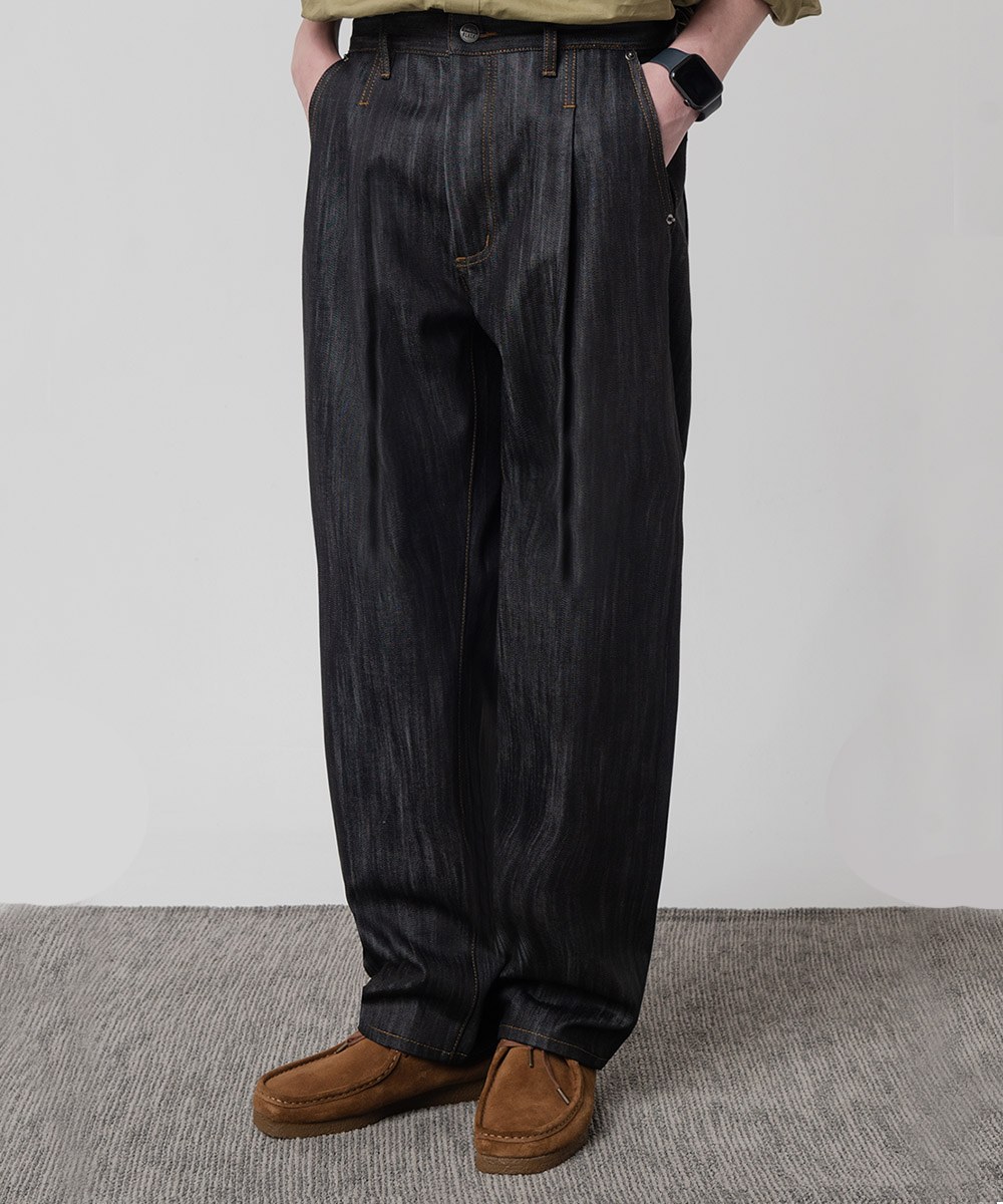 單寧牛仔長褲 SLUB ONE TUCK WIDE DENIM