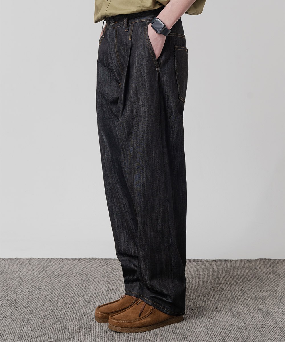 單寧牛仔長褲 SLUB ONE TUCK WIDE DENIM