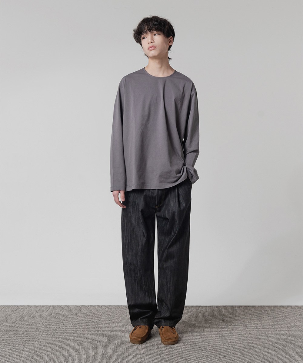 單寧牛仔長褲 SLUB ONE TUCK WIDE DENIM