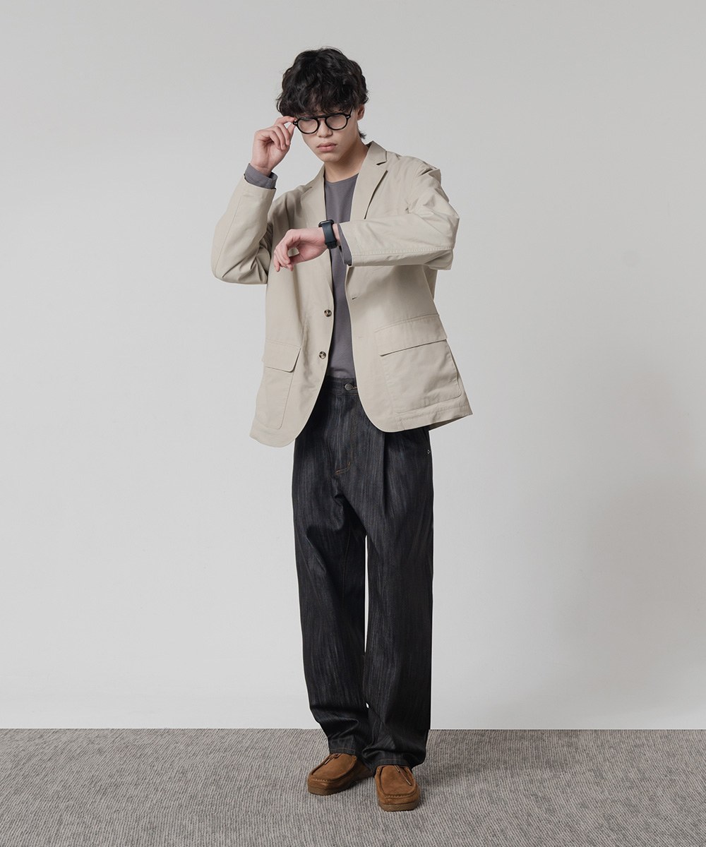 單寧牛仔長褲 SLUB ONE TUCK WIDE DENIM