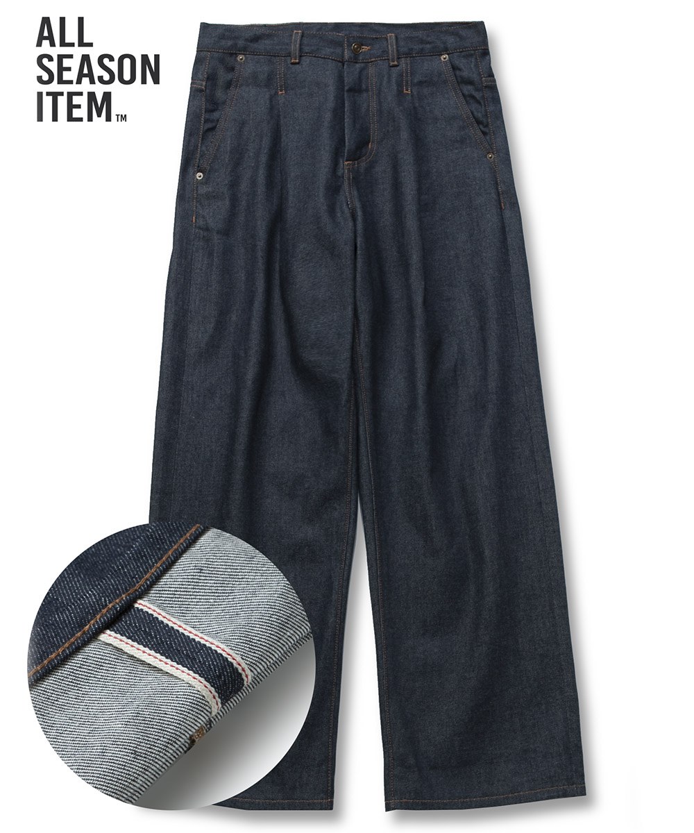 寬版打褶牛仔褲 WIDEFIT ONE TUCK SELVEDGE DENIM