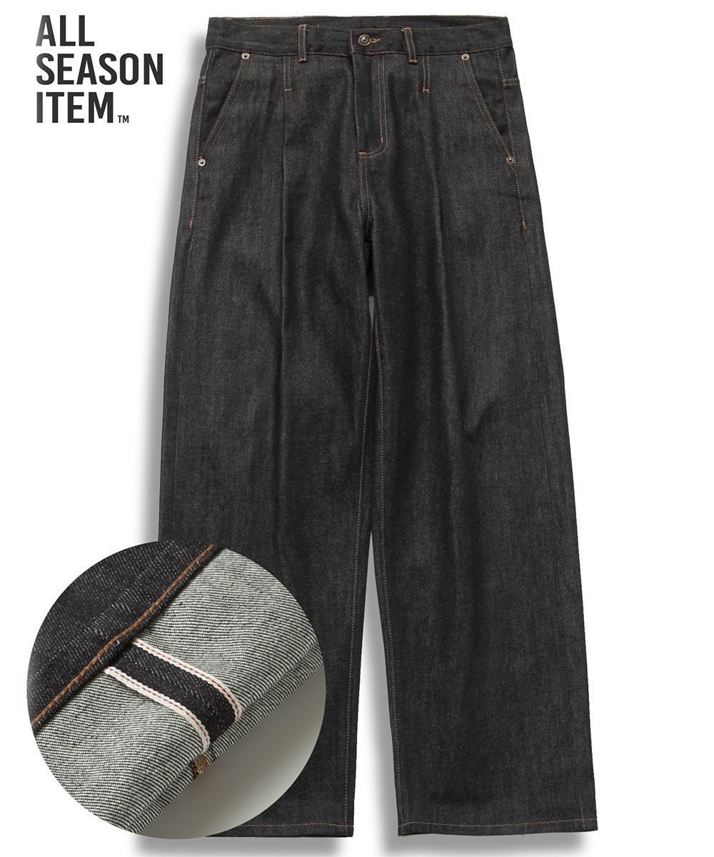 寬版打褶牛仔褲 WIDEFIT ONE TUCK SELVEDGE DENIM