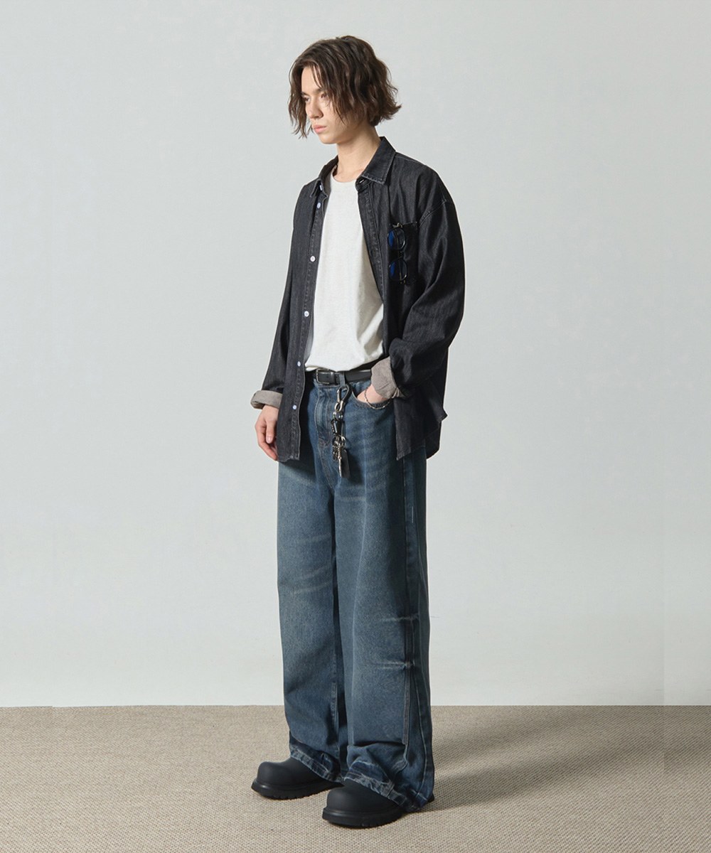 牛仔寬褲 ESSENTIAL WIDE FLARE FIT DENIM PANTS