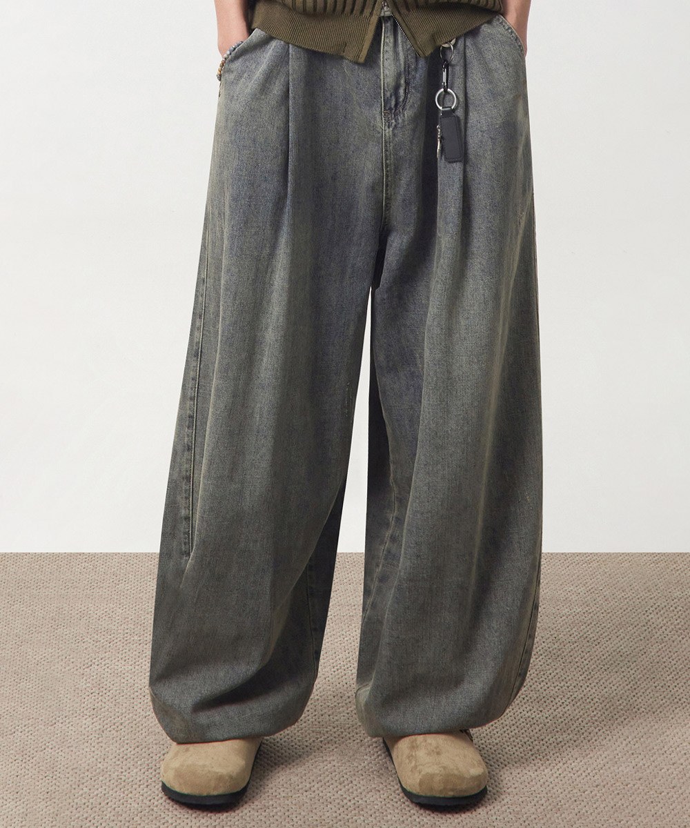 弧形牛仔褲 LINEN-LIKE CURVED DENIM PANTS