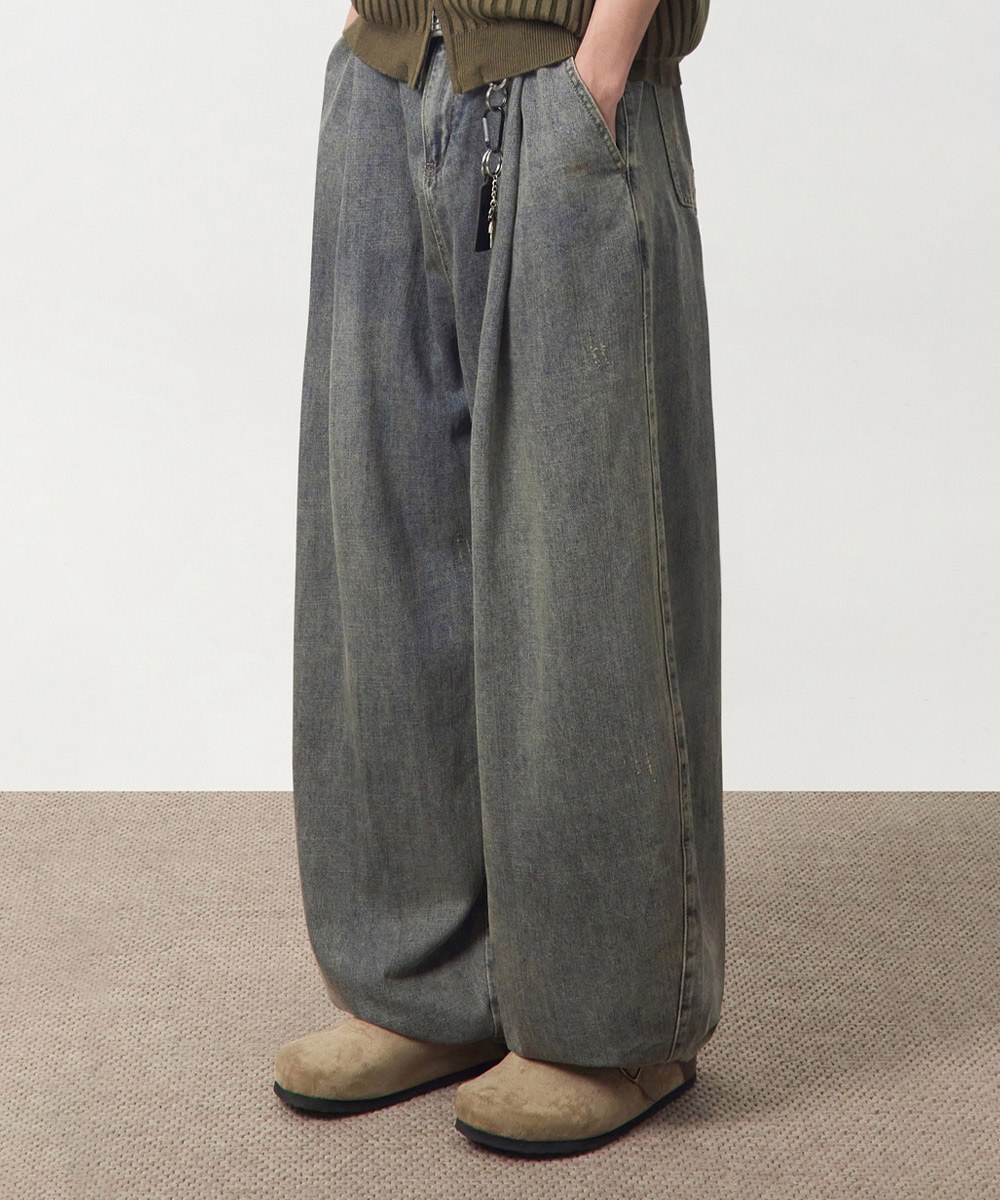弧形牛仔褲 LINEN-LIKE CURVED DENIM PANTS