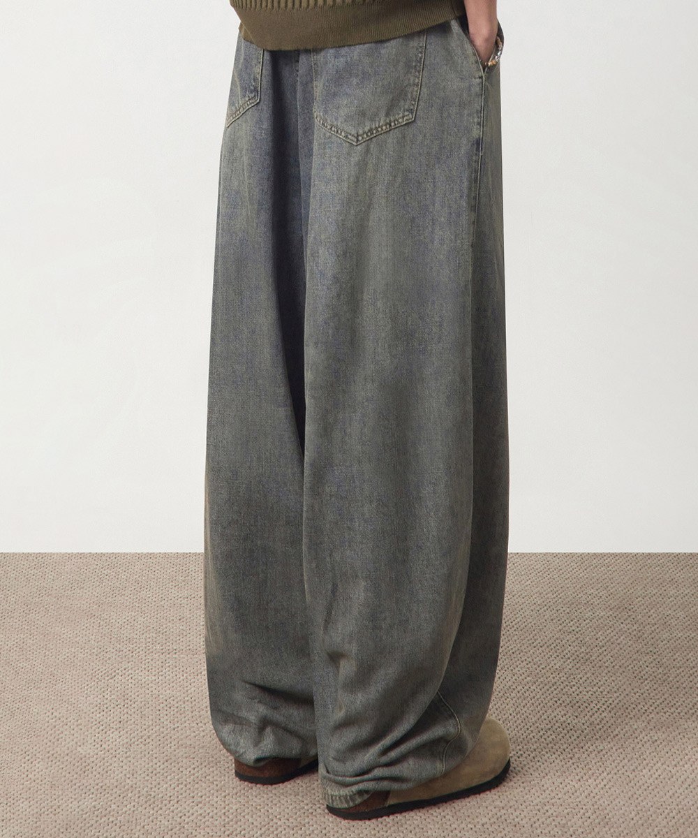 弧形牛仔褲 LINEN-LIKE CURVED DENIM PANTS