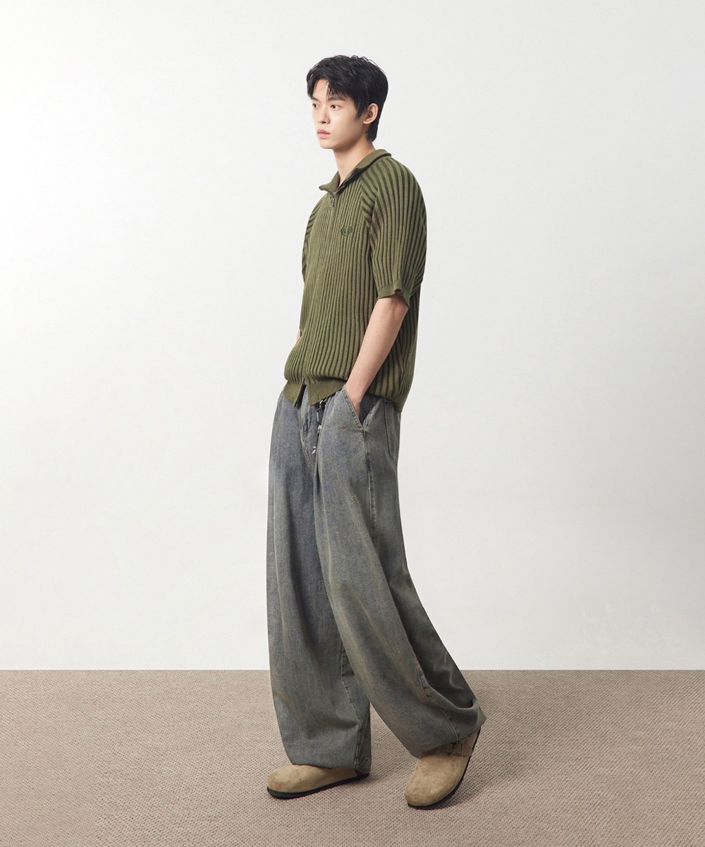 弧形牛仔褲 LINEN-LIKE CURVED DENIM PANTS