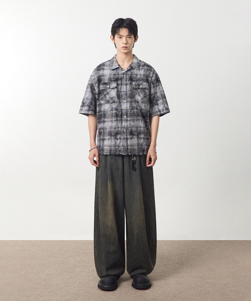 弧形牛仔褲 LINEN-LIKE CURVED DENIM PANTS