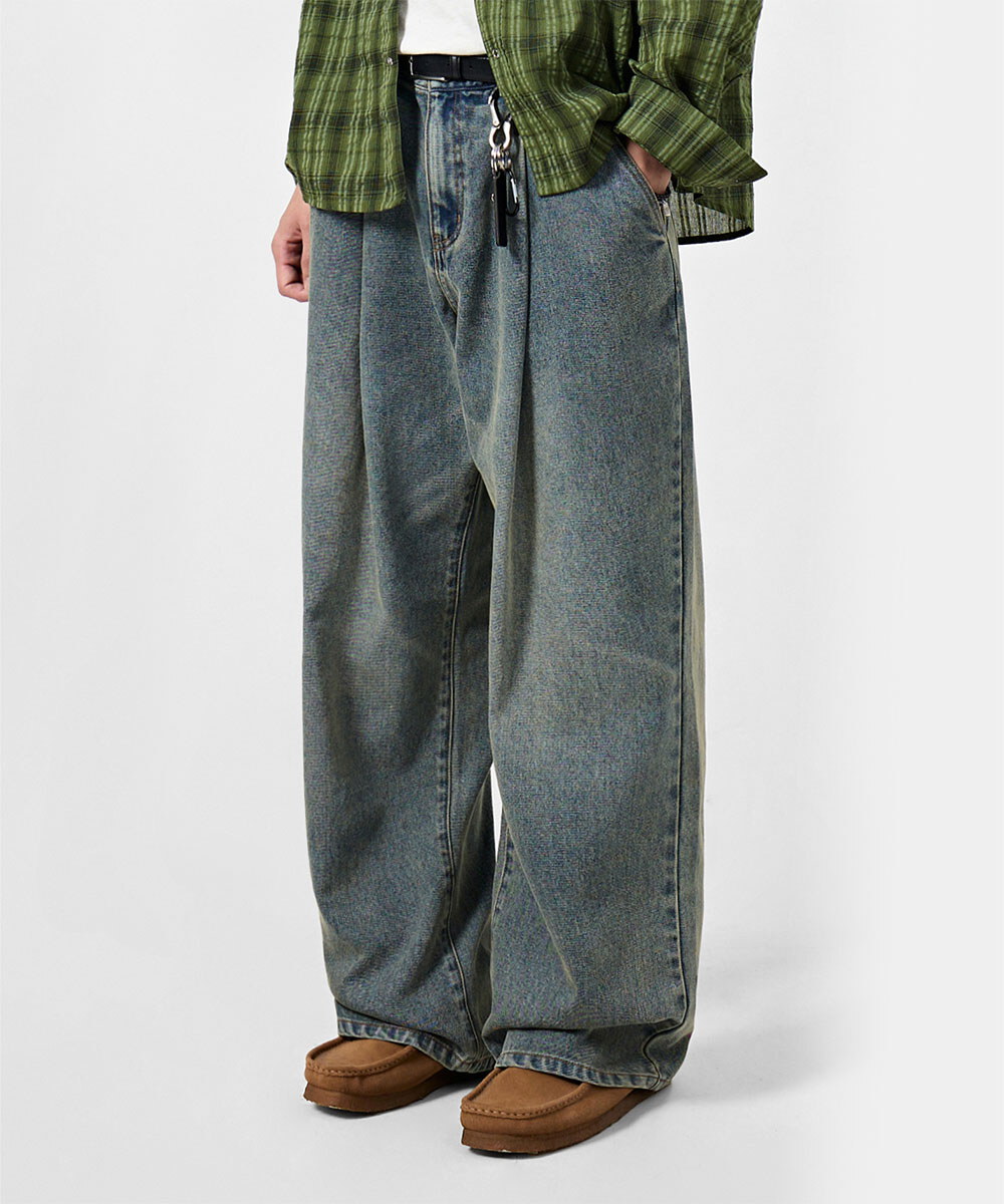 寬版丹寧褲 ALL-SUNDAY ONE-TUCK WIDE DENIM PANTS