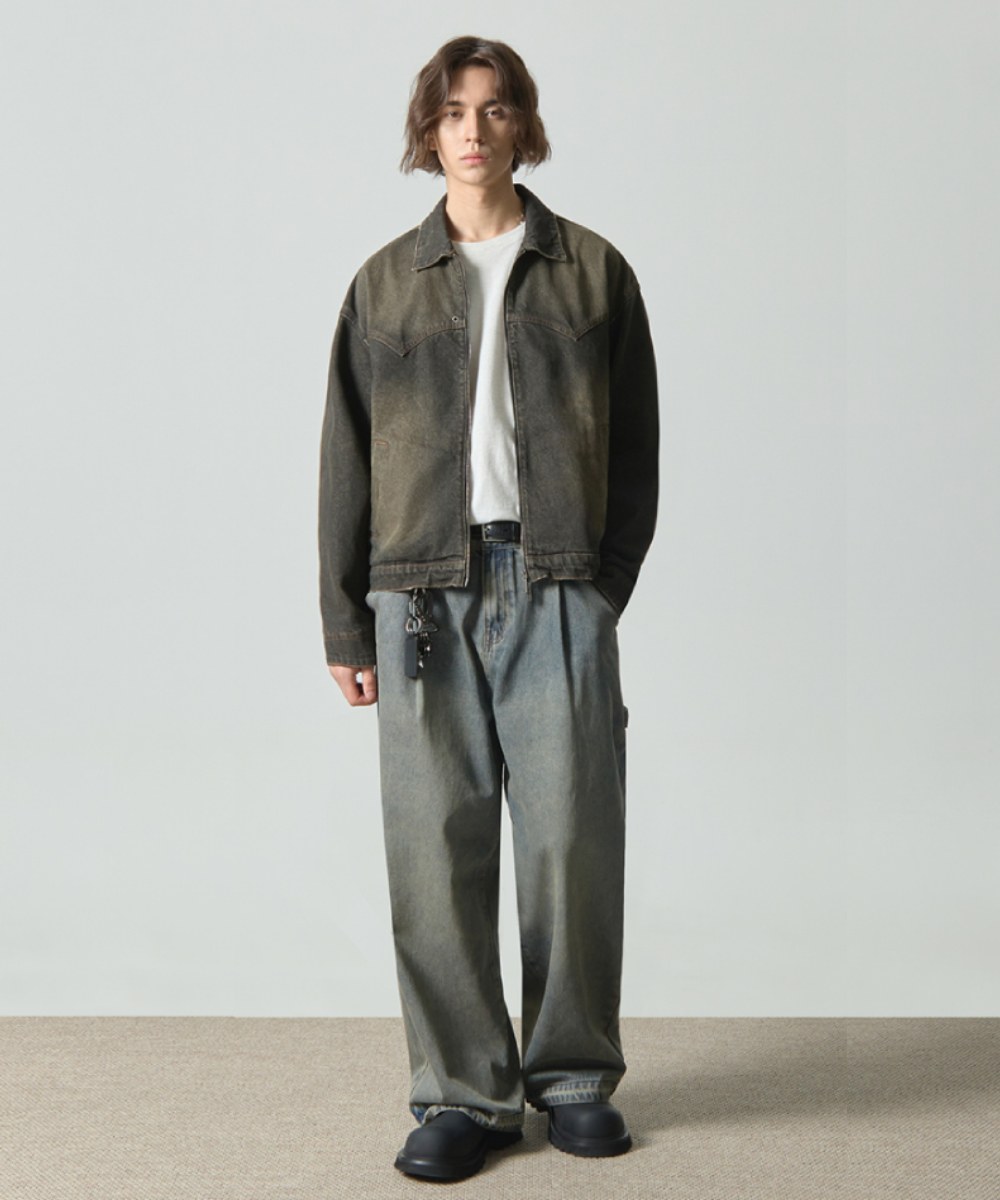 水洗牛仔寬褲 BIO WASHING WIDE CARPENTER DENIM PANTS