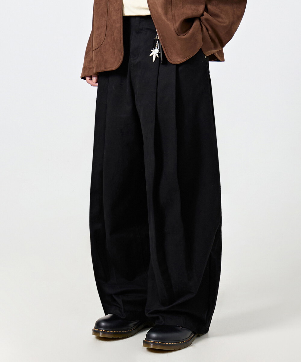 摺線寬版長褲 ADJUST TWO TUCK WIDE COTTON CHINO PANTS