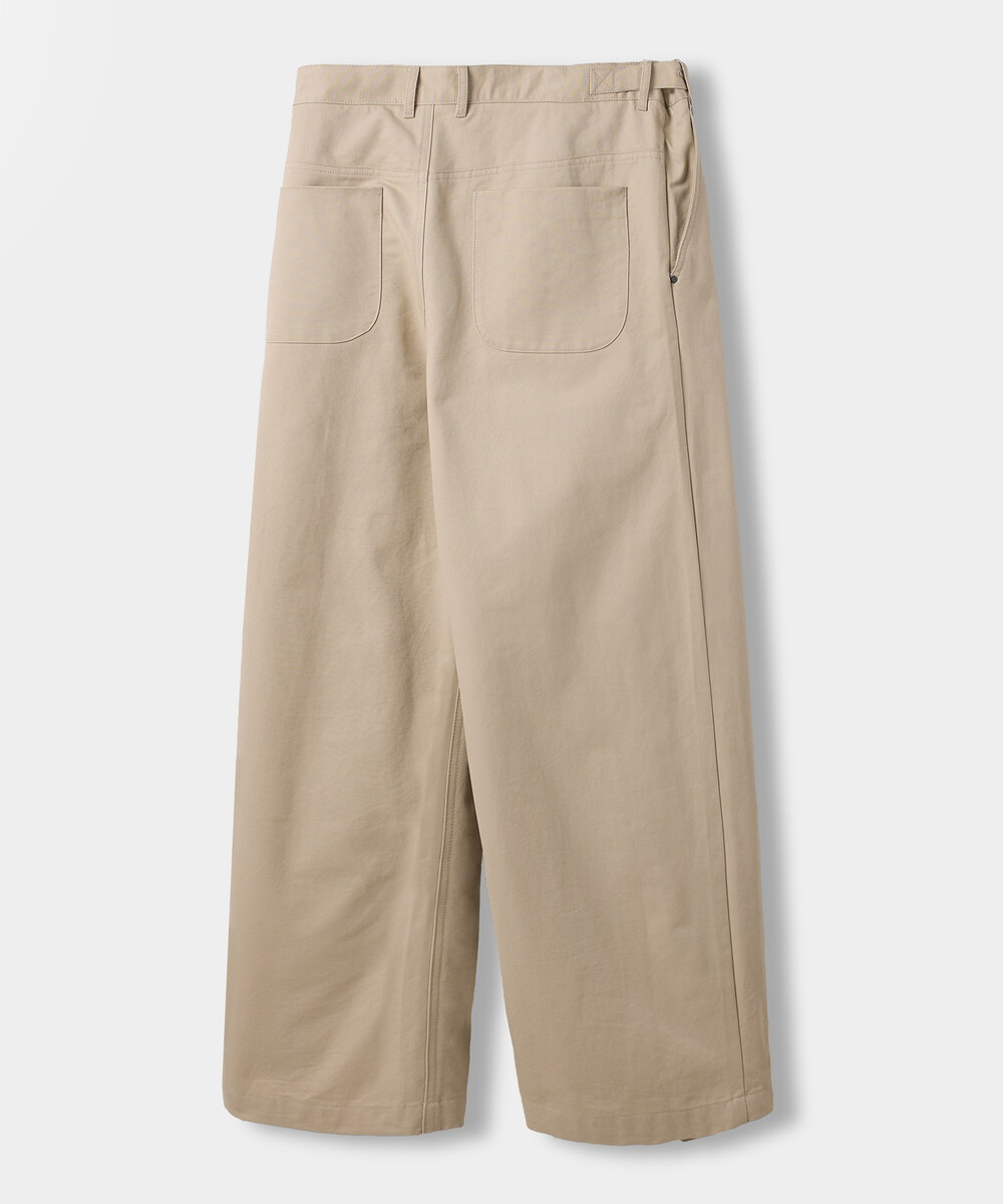 摺線寬版長褲 ADJUST TWO TUCK WIDE COTTON CHINO PANTS